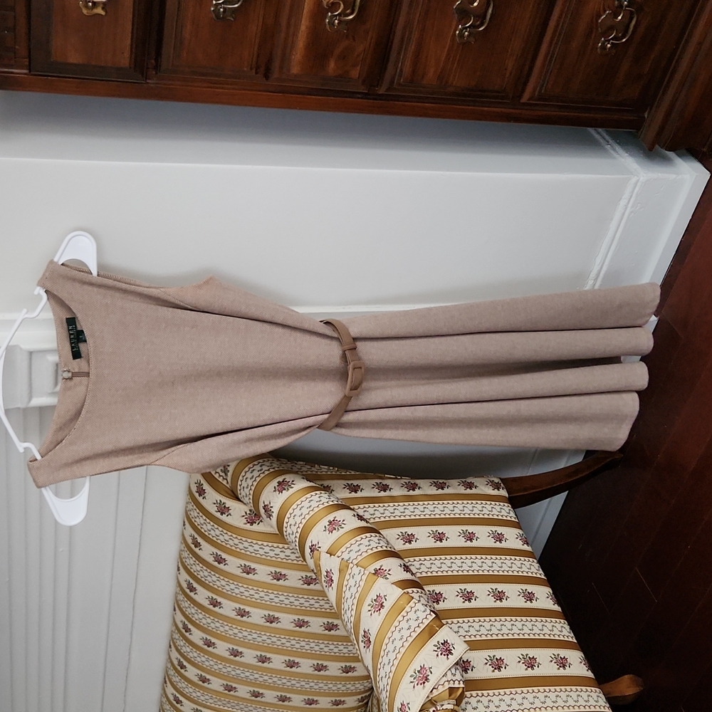 Ralph Lauren A line Business Casual Dress - Tan/Beige/Brown w Belt - Women's S